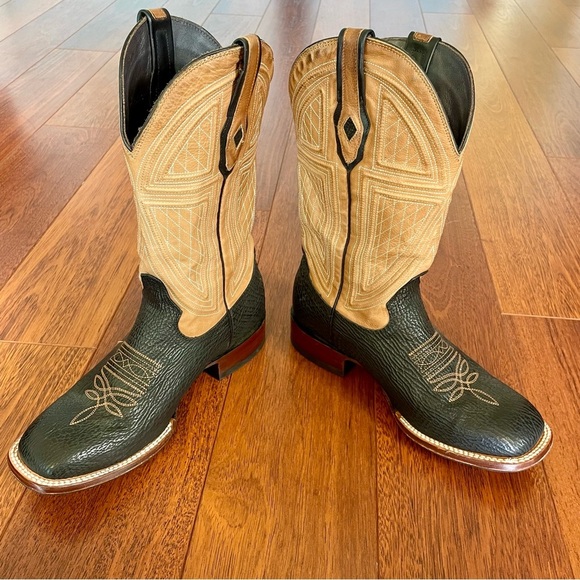 JOHN B. STETSON MEN'S BILLINGS BROWN SHARK SQUARE TOE BOOT 9 1/2 EE - Picture 5 of 16